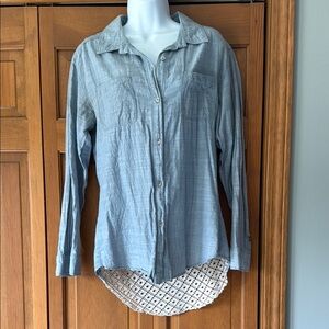 Free People Chambray Long Sleeve Button Down Shirt
